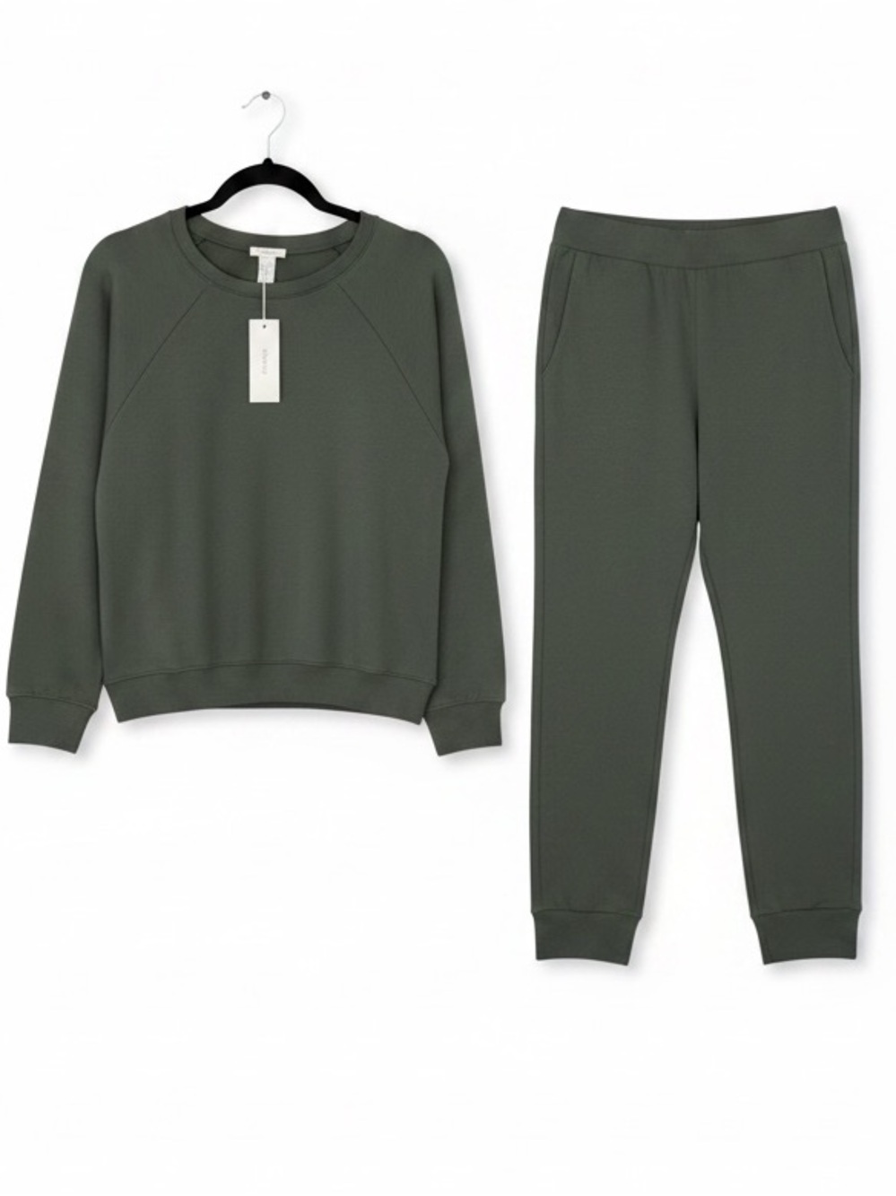 NWT Eberjey Blair Traveler Lounge Set Kelp Green Sweatshirt & Pants Size XS